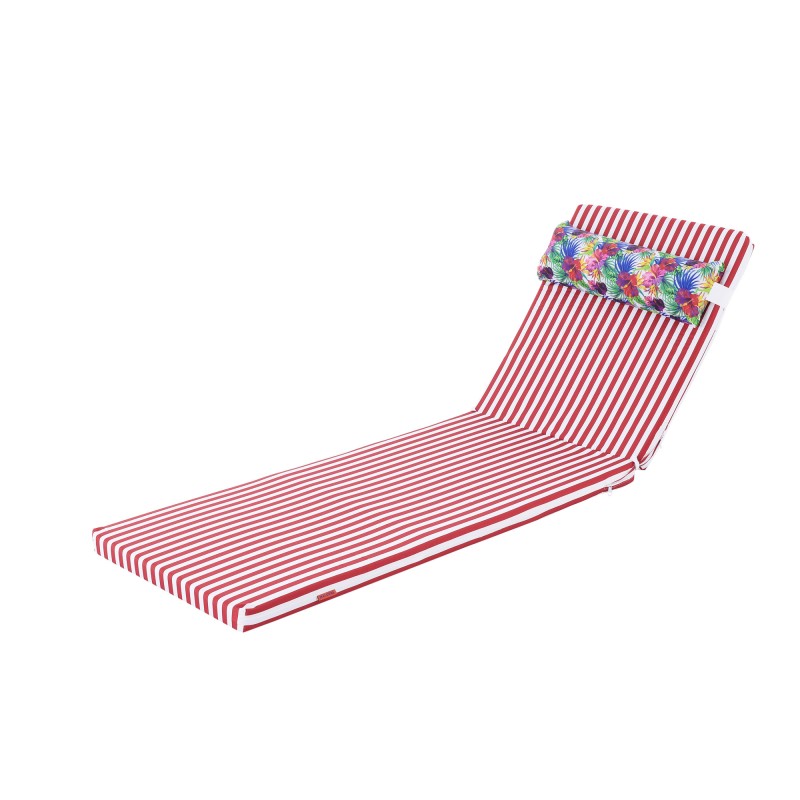 Матрас для шезлонга (Red-Stripe-подголовник)