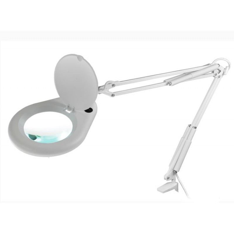 Лампа-лупа на струбцине люминесцентной подсветкой