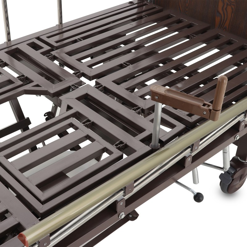 Кровать механическая Med-Mos YG-5 (ММ-5124Н-01) ЛДСП с боковым переворачиванием, туалетным устройством и функцией «кардиокресло»  с противопролежневым матрасом в комплекте