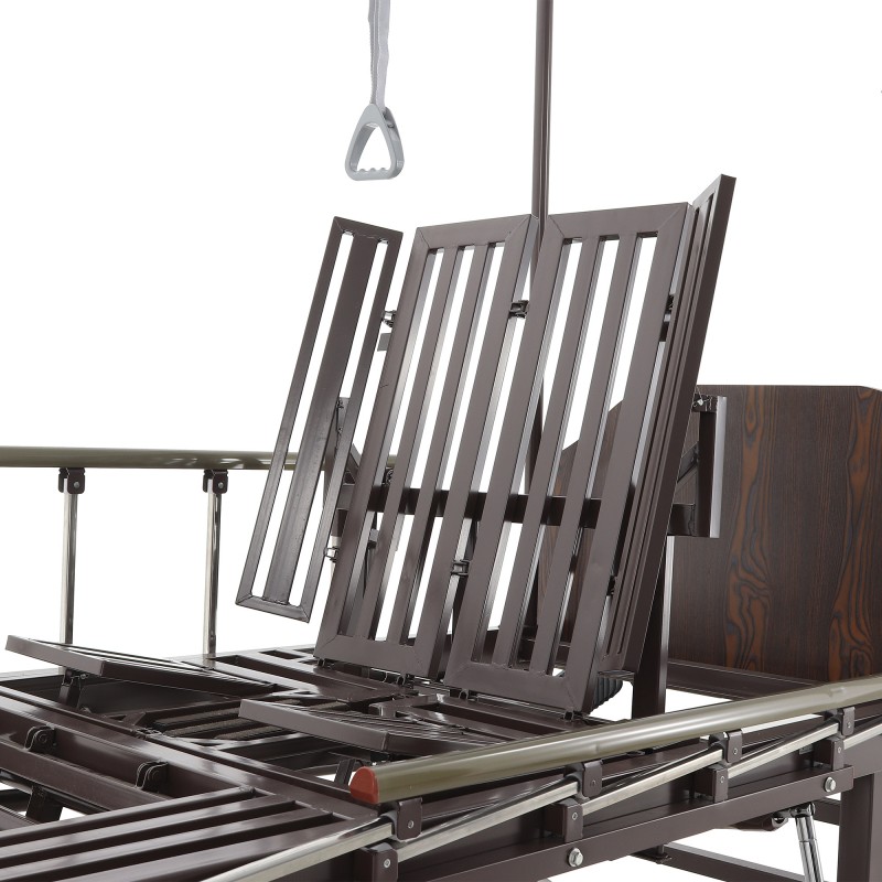 Кровать механическая Med-Mos YG-5 (ММ-5124Н-01) ЛДСП с боковым переворачиванием, туалетным устройством и функцией «кардиокресло»  с противопролежневым матрасом в комплекте