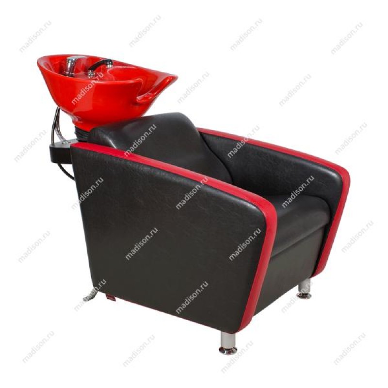 Парикмахерская мойка МД-123 с красной раковиной без регулировки ножной части