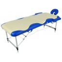 Массажный стол складной алюминиевый Med-Mos  JFAL01A 2-х секционный бежевый с синей волной  МСТ-002Л  (PA2.20.12A)