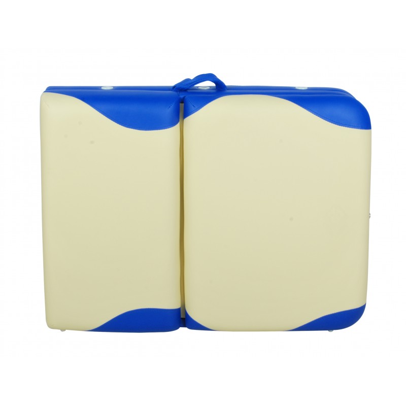 Массажный стол складной алюминиевый Med-Mos JFAL01A  М/К (3-х секционный) бежевый с синей волной  (PА3.20.12А)