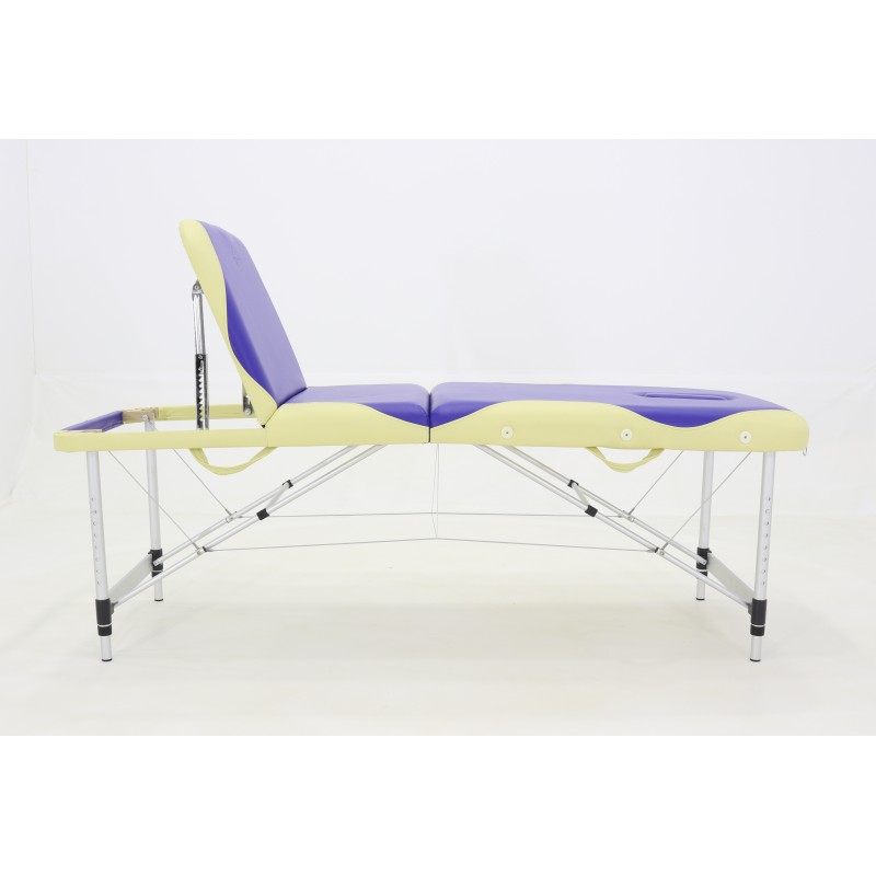 Массажный стол складной алюминиевый Med-Mos JFAL01A  М/К (3-х секционный) бежевый с синей волной  (PА3.20.12А)