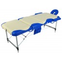 Массажный стол складной алюминиевый Med-Mos JFAL01A  М/К (3-х секционный) бежевый с синей волной  (PА3.20.12А)