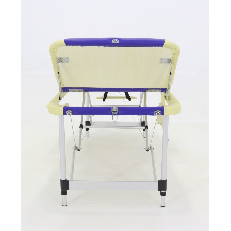 Массажный стол складной алюминиевый Med-Mos JFAL01A  М/К (3-х секционный) бежевый с синей волной  (PА3.20.12А)