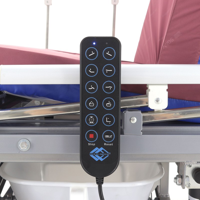 Кровать электрическая Med-Mos DB-11А (МЕ-5248Н-01) Алюм. с боковым переворачиванием, туалетным устройством и функцией «кардиокресло»