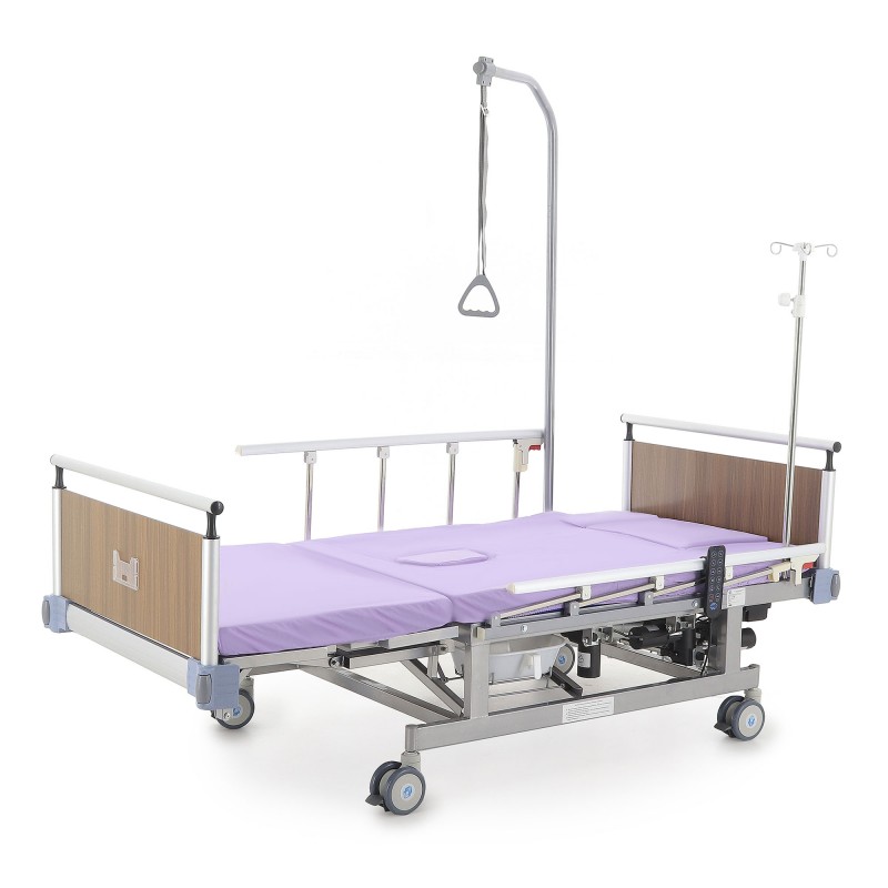 Кровать электрическая Med-Mos DB-11А (МЕ-5248Н-01) Алюм. с боковым переворачиванием, туалетным устройством и функцией «кардиокресло»