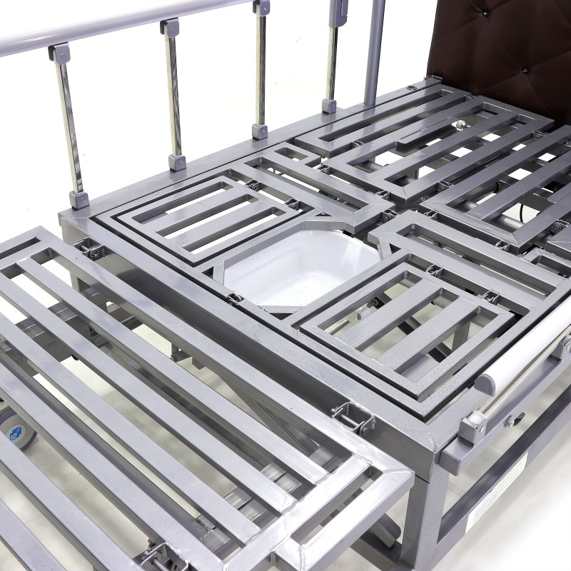 Кровать электрическая Med-Mos DB-11А (МЕ-5228Н-00)  темный премиум с боковым переворачиванием, туалетным устройством и функцией «кардиокресло»