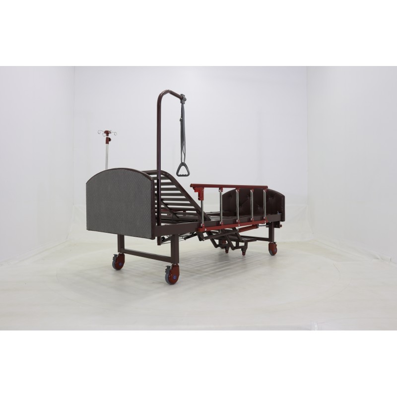 Кровать механическая Med-Mos YG-6 (MM-2124Н-11) ,темный премиум с туалетным устройством и функцией «кардиокресло»