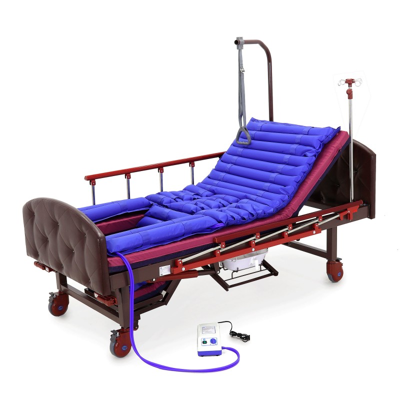 Кровать механическая Med-Mos YG-6 (MM-2124Н-11) ,темный премиум с туалетным устройством и функцией «кардиокресло»